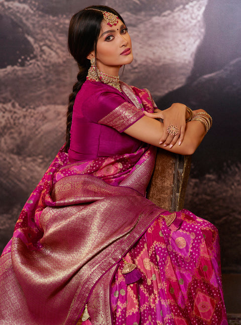 magenta Party Wear Rangkart Silk Saree With Tassels