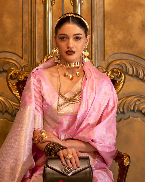 Pink Festive Wear Handloom Silk Saree