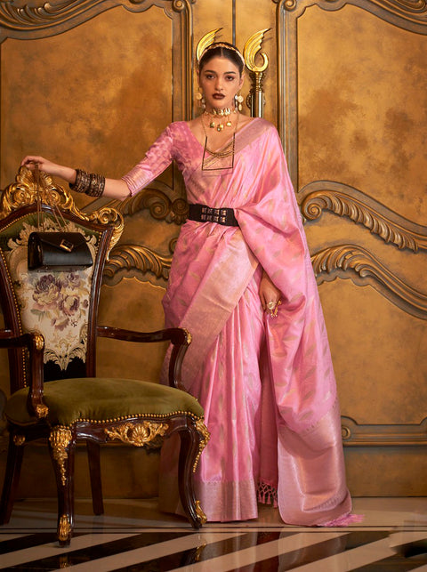 Pink Festive Wear Handloom Silk Saree