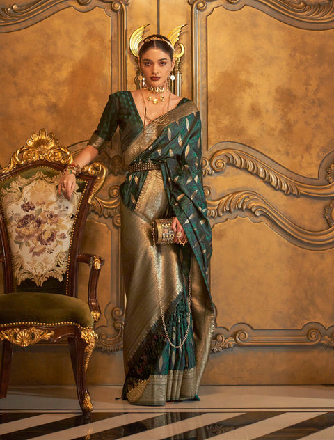 Green Festive Wear Handloom Silk Saree