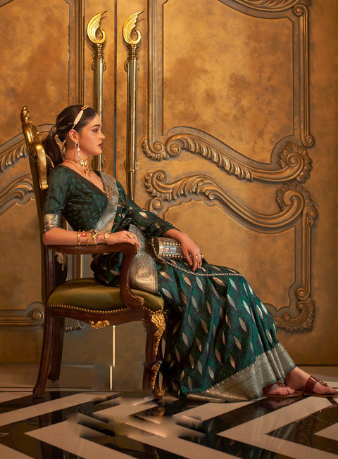 Green Festive Wear Handloom Silk Saree