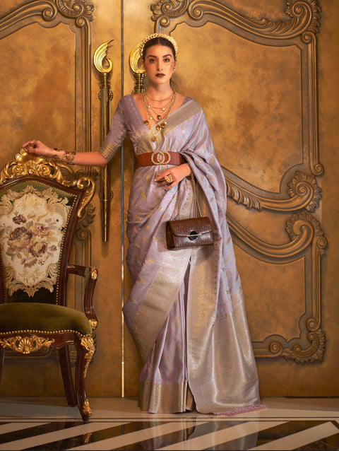 Light Purple  Festive Wear Handloom Silk Saree
