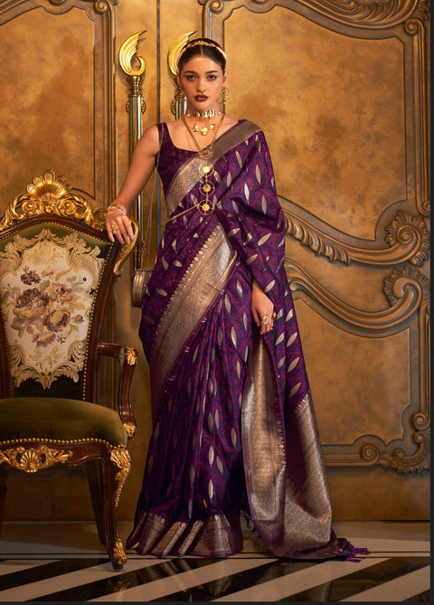 Purple Festive Wear Handloom Silk Saree