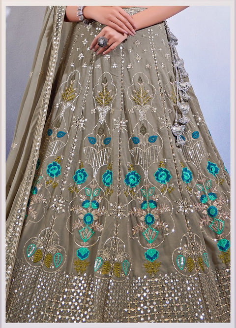 Drak Grey Sequence embroidered Georgette lehenga choli