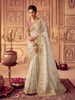 Beautiful ivory Festive Wear Silk Saree With Tassels