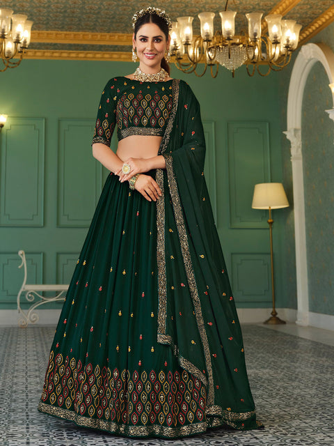 Embroidered Green Trendy Lehenga Choli