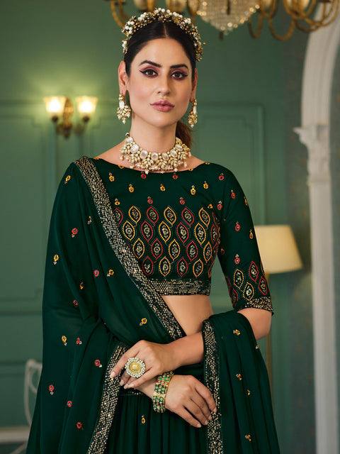 Embroidered Green Trendy Lehenga Choli