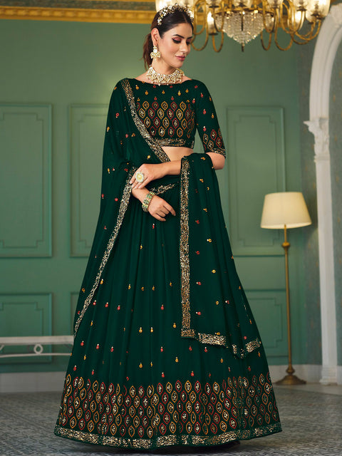 Embroidered Green Trendy Lehenga Choli