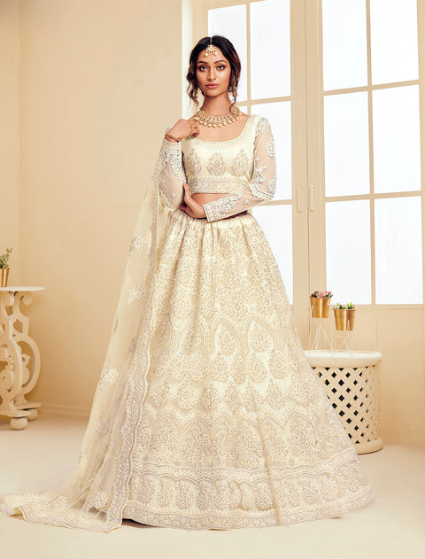 Off White Heavy Embroidered Lehenga Choli