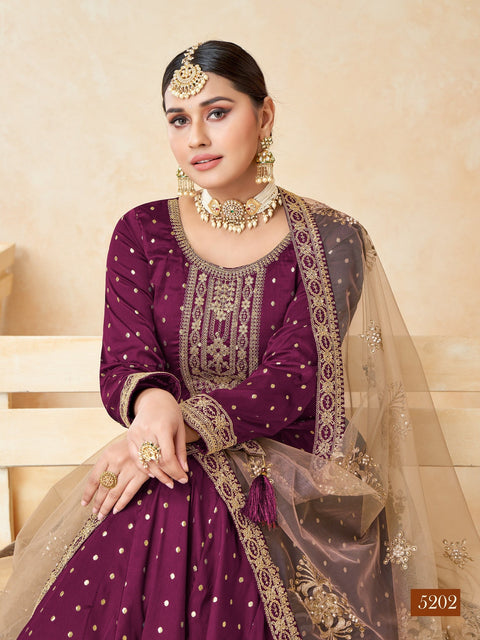 Trending Wine Hued Embroidered Designer Anarkali