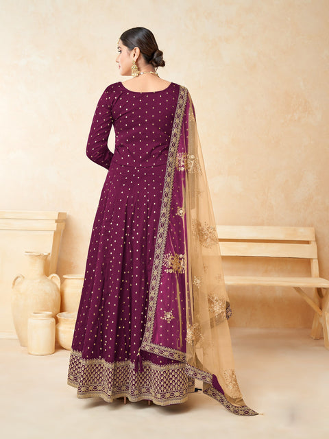 Trending Wine Hued Embroidered Designer Anarkali